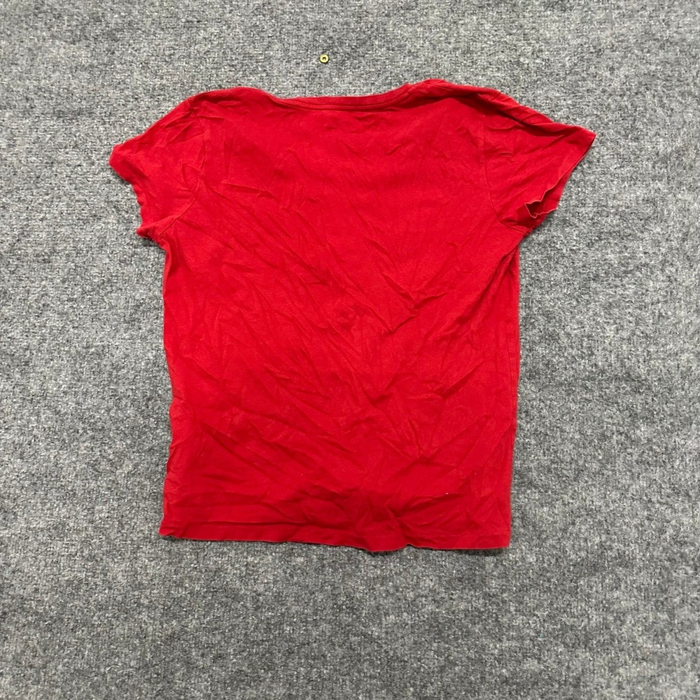 Polo Ralph Lauren T-Shirt Womens Size M Red Cotton V-Neck Short Sleeve Pony Logo